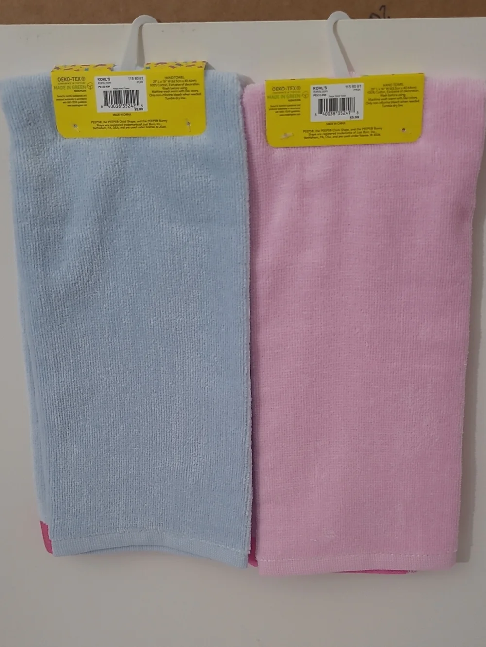 Peeps Bunny Hand Towels - Pink & Light Blue